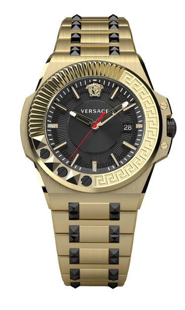 Versace Herren Armbanduhr Chain Reaction 45 mm Datumsfenster Armband Edelstahl VEDY01119